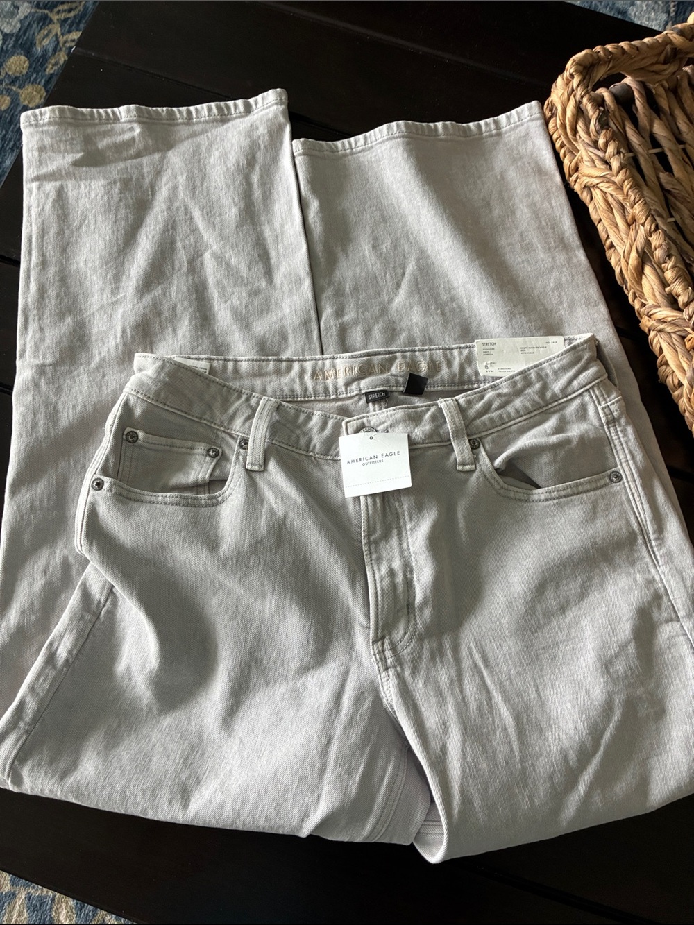 American Eagle Stovepipe Light Gray Denim Jeans